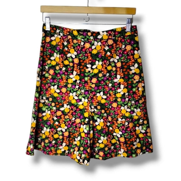 Handmade Retro Floral Corduroy High-Rise Shorts Wide Leg Zip Back Pockets Sz S - Picture 1 of 6